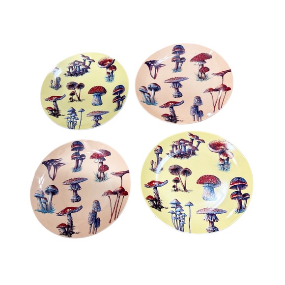 NEW Bluebird & Willow MUSHROOM APPETIZER PLATES Boxed Set/4 ๐๐๐ - Picture 2 of 5